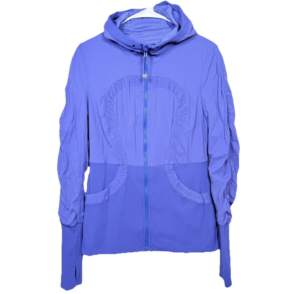 Lululemon Dance Studio Jacket Reversible Purple Blue Zip Hood Yoga 10